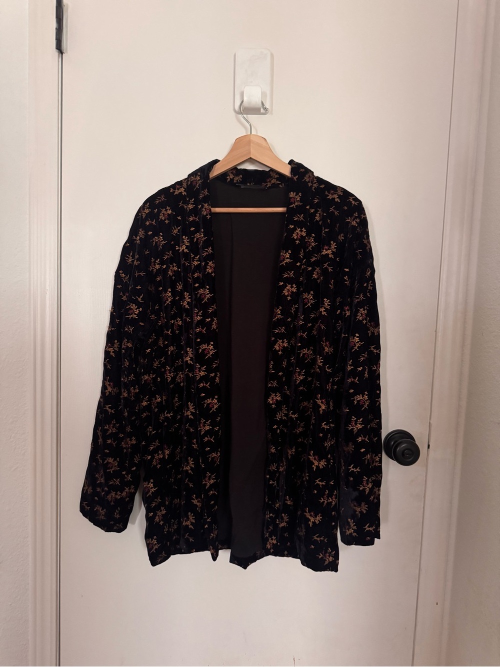 The Kooples Black Floral Velvet Blazer Jacket Approx M 6-8